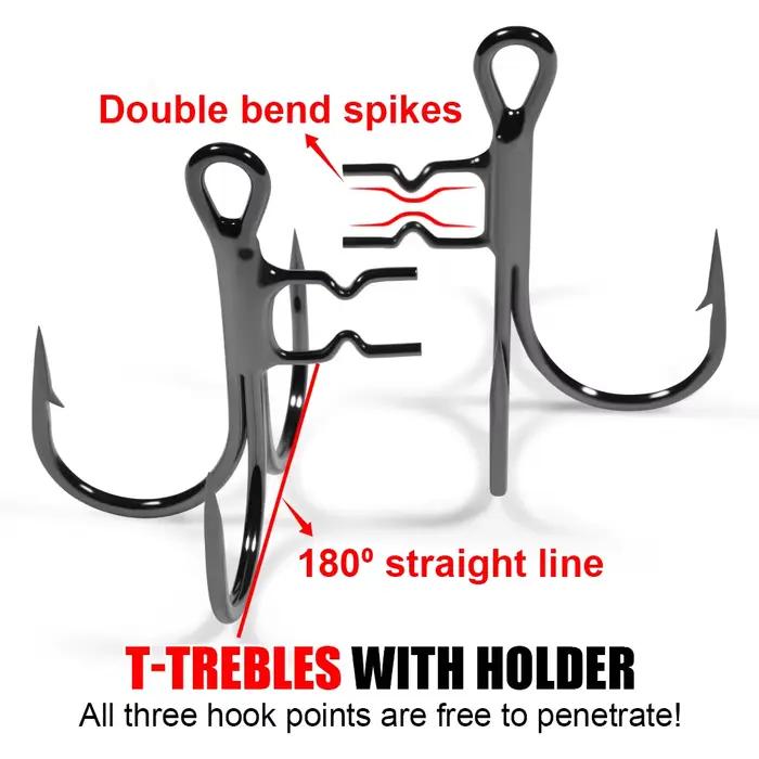 Hameçon triple Rosewood T-Trebles Claw #4 #2 #1 #1/0 pour leurres souples shad extra tranchant pêche mer
