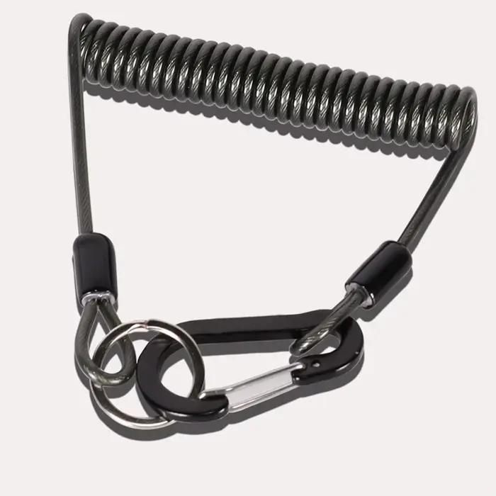 Lanyard anti-perte canne à pêche avec ressort spiralé et mousqueton pour émerillons et leurres