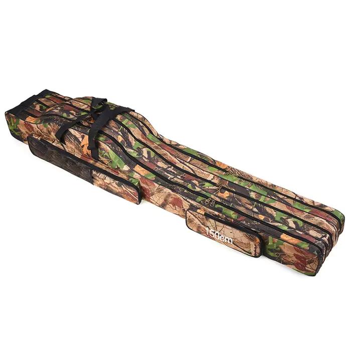 Sac de transport 3 couches pour cannes à pêche pliable - Étui de voyage Doorslay pour matériel complet