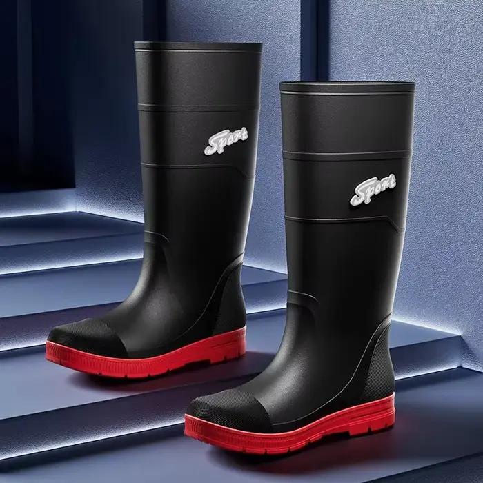 Bottes de pêche hautes imperméables antidérapantes avec bandes réfléchissantes pour sécurité nocturne