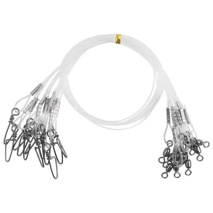 Leader fluorocarbure 20 à 50 lb pour pêche en mer, 24 pièces avec émerillon et connecteur rapide