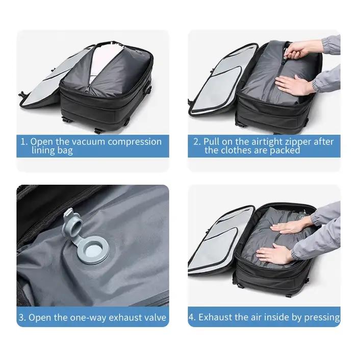 Sac à dos voyage homme compression 17 pouces pêche - Sac professionnel grande capacité étanche ordinateur