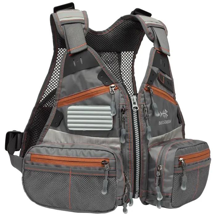 Veste de pêche à la mouche Bassdash FV09 pour enfant, taille ajustable et multiples poches pour