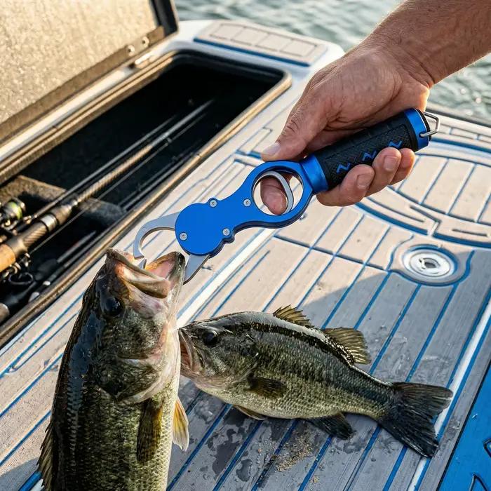 Pince à lèvres pour poisson avec balance 18kg en aluminium outil de pêche professionnel cadeau homme pour sorties en mer occasions spéciales