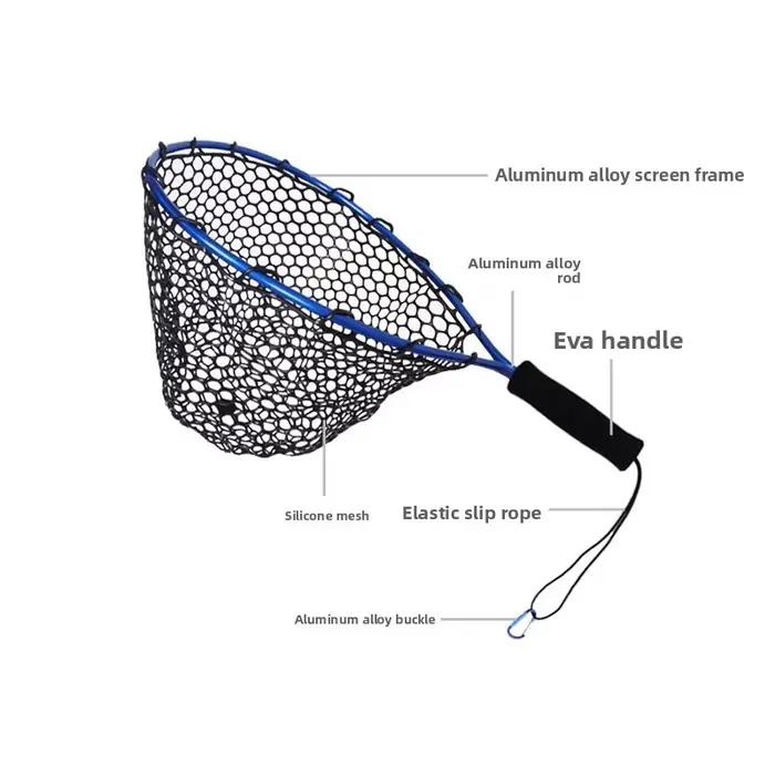 Filet de pêche portable ultra léger en alliage d'aluminium, résistant à l'usure pour pêche à la