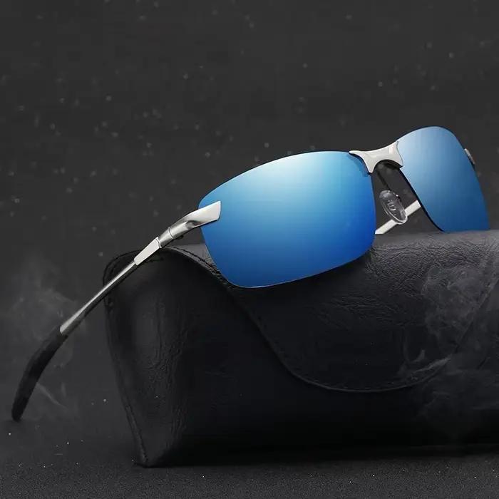 Lunettes de soleil métal polarisées demi-monture pêche rétro - Design luxe UV400 homme