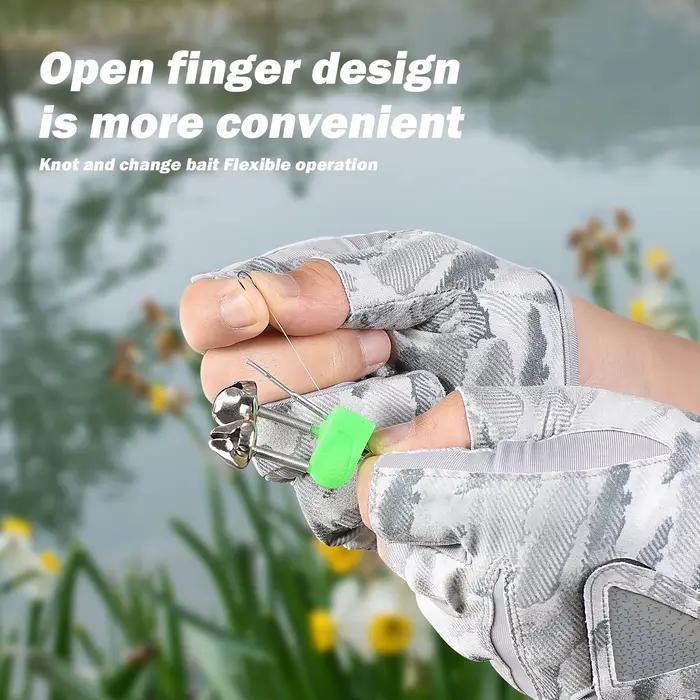 Gants de pêche été 3 doigts homme - Anti-dérapant, respirant et protection UV pour pêche routière