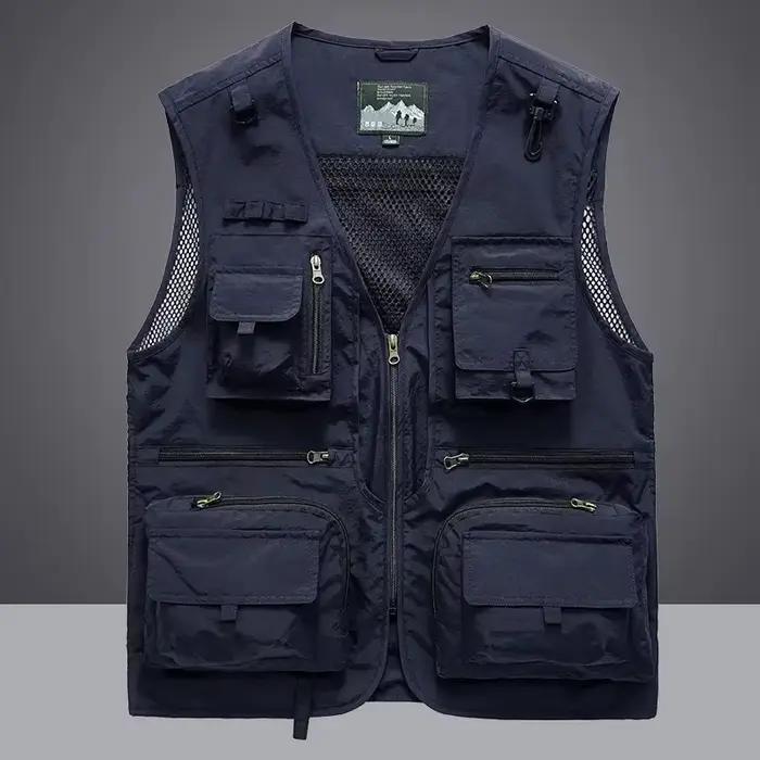 Veste tactique pêche homme 2025 avec poches multiples - Veste sans manches mesh pour photographe été