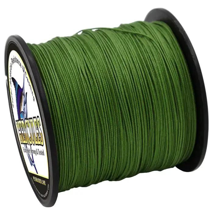 Hercules Braided fil pêche mer 8 brins vert armée - Fil PE 100% 100-2000m pêche eau salée