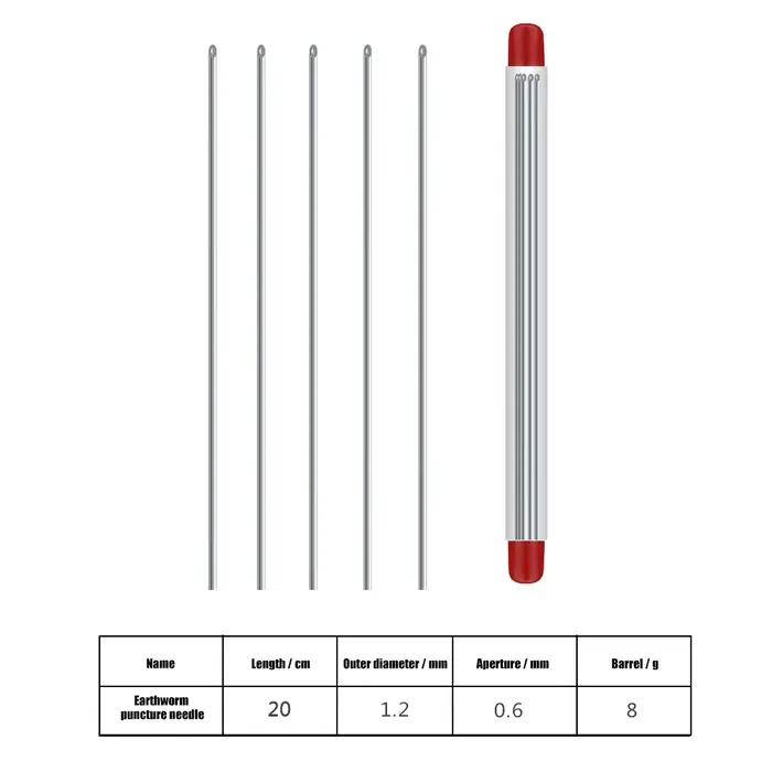 Aiguille à Vers 5-20 Pièces Acier Inoxydable - Perceuse Creuse Portable pour Enfiler Appâts Naturels