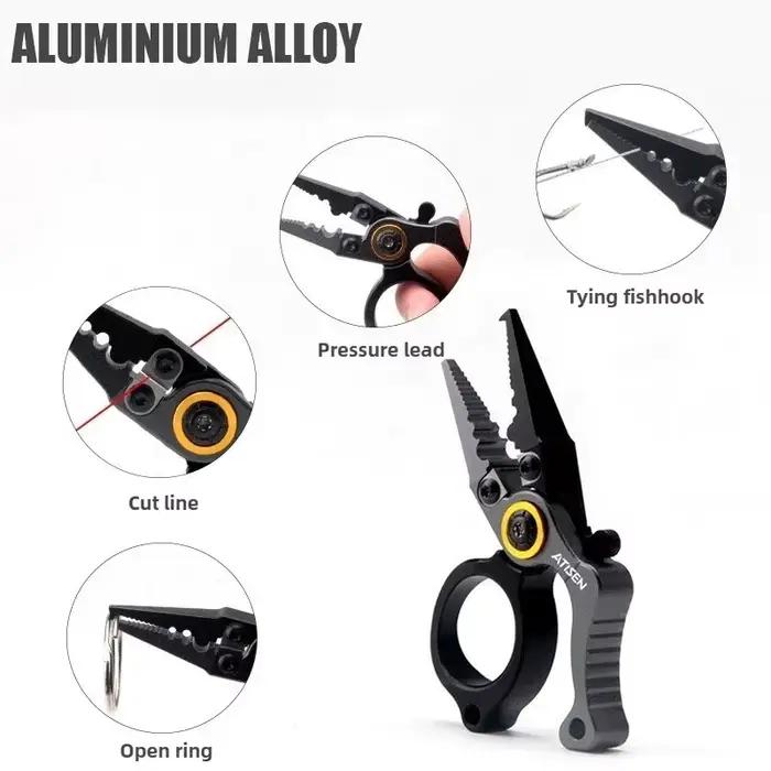Pinces de pêche pliantes en alliage d'aluminium, une boîte à trésor multifonction pour couper, serrer et tordre