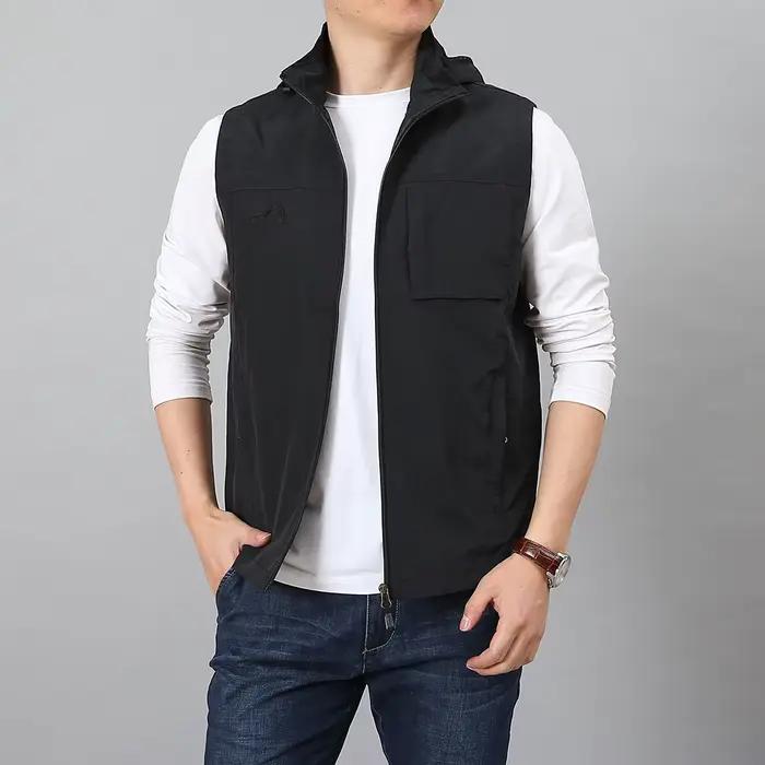 Veste de pêche sans manches multi-poches 7XL avec casquette, pour homme grande taille été et voyage photo