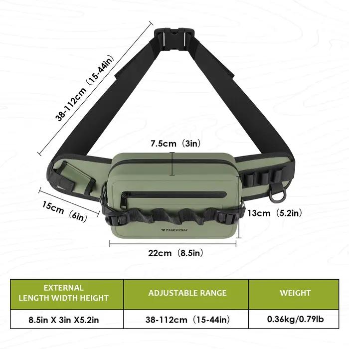 Sac pêche multifonction vert étanche - Sac à dos et ceinture pour rangement leurres et accessoires
