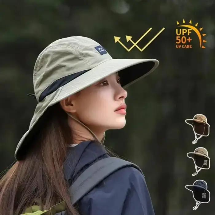Chapeau de randonnée été protection UV à large bord respirant pour vélo et pêche rapide séchage