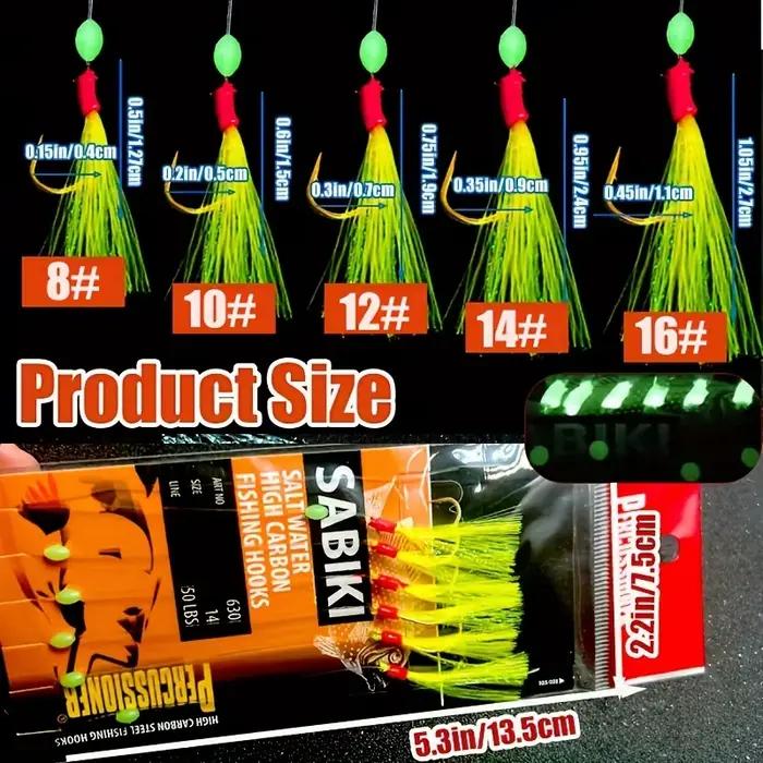Kit bas de ligne Sabiki luminescent TAKBAS 5 ou 10 packs pour pêche surf mer salée hameçons acérés