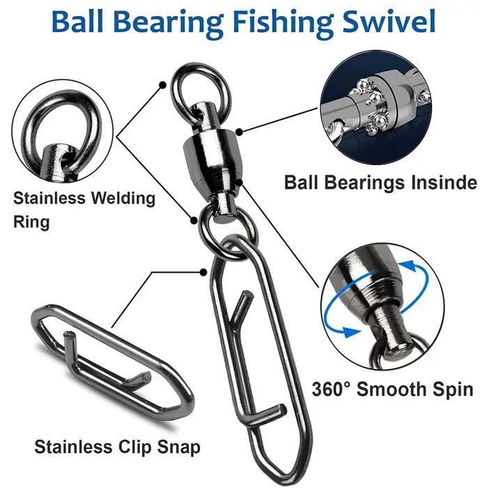 10 pièces bague de connexion rapide 360° pour appâts de pêche, rotative et résistante, tailles 0
