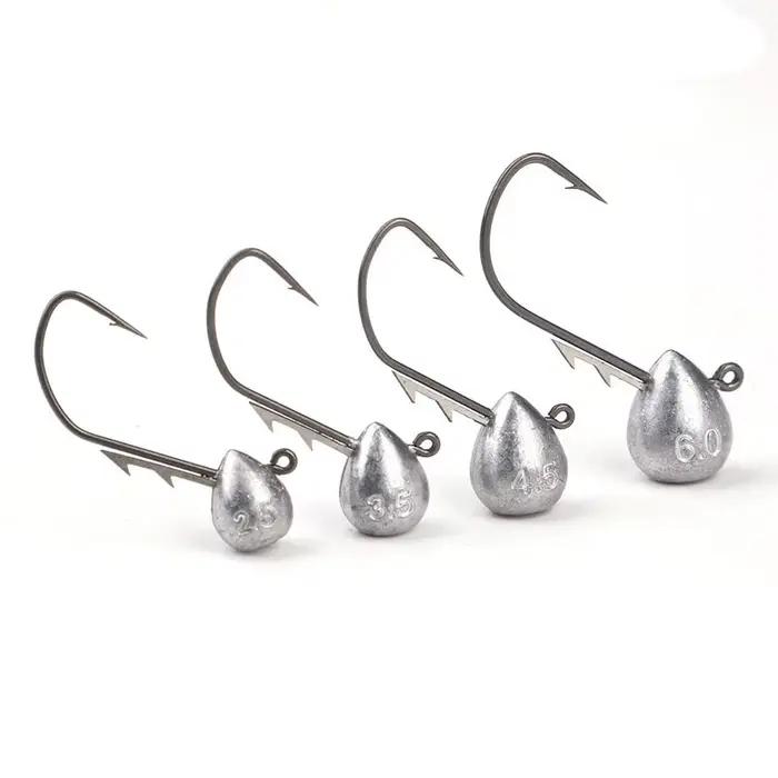 5 hameçons jig tête exposée 2.5g à 6g pour pêche truite et poisson de roche avec leurres souples