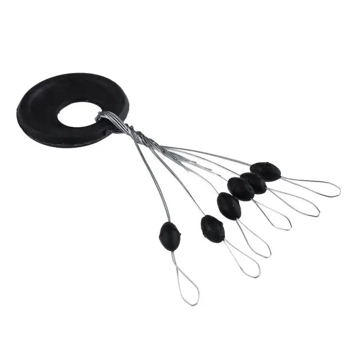 Flotteurs pêche ovale 60 pièces stoppers caoutchouc noir espace beans pour catfish et ligne