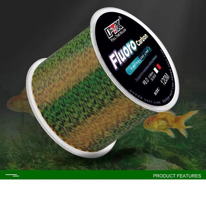 Ligne FTK 120m fluorocarbone tachetée invisible - 0.14-0.50mm 4-34lb forte pêche tous poissons