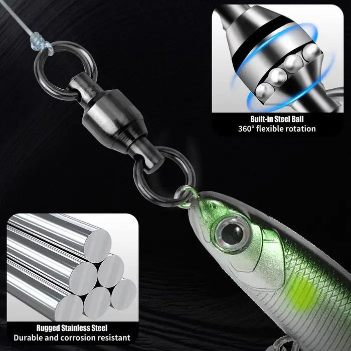 20 à 100 pièces émerillon à billes pêche robuste en acier inoxydable et cuivre avec anneaux doubles