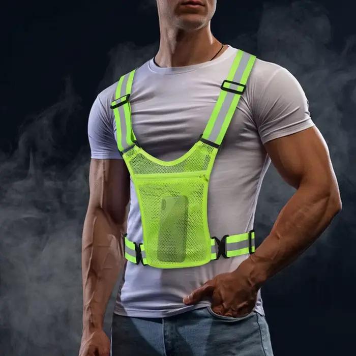 Gilet de sécurité réfléchissant avec rangement - Veste ajustable légère pour pêche, cyclisme et sports outdoor
