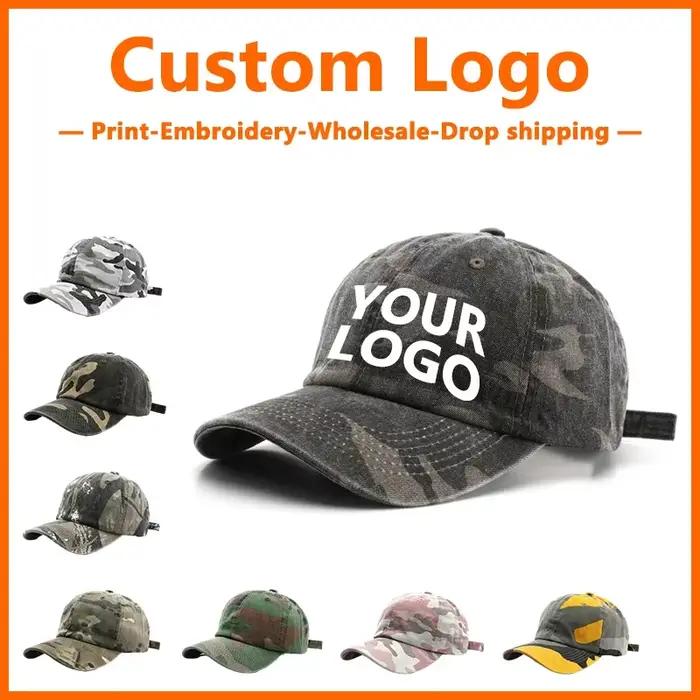 Casquette camouflage broderie DIY pêche - Chapeau personnalisable gros pour pêche