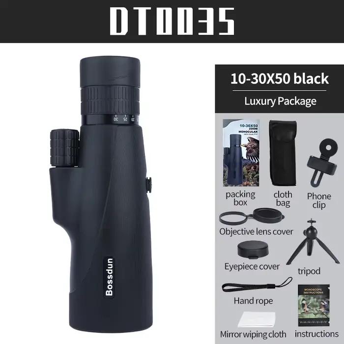 Télescope monocular 10-30x50 avec support téléphone pour observation et photo pêche