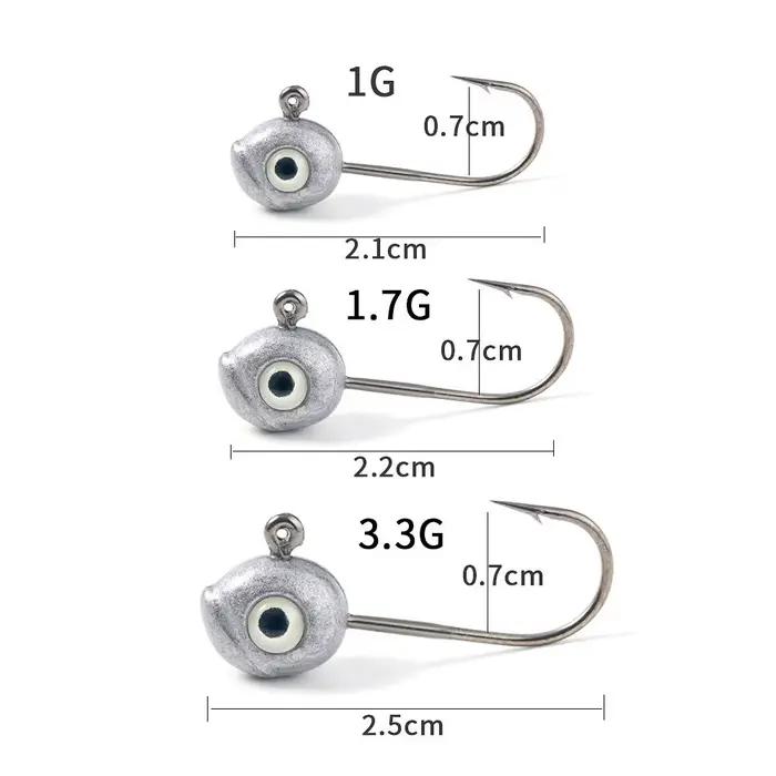 Tête plombée Grouper Crank pour leurre souple, jig de pêche au rockfish et leurre fly (0.5g à 5g)
