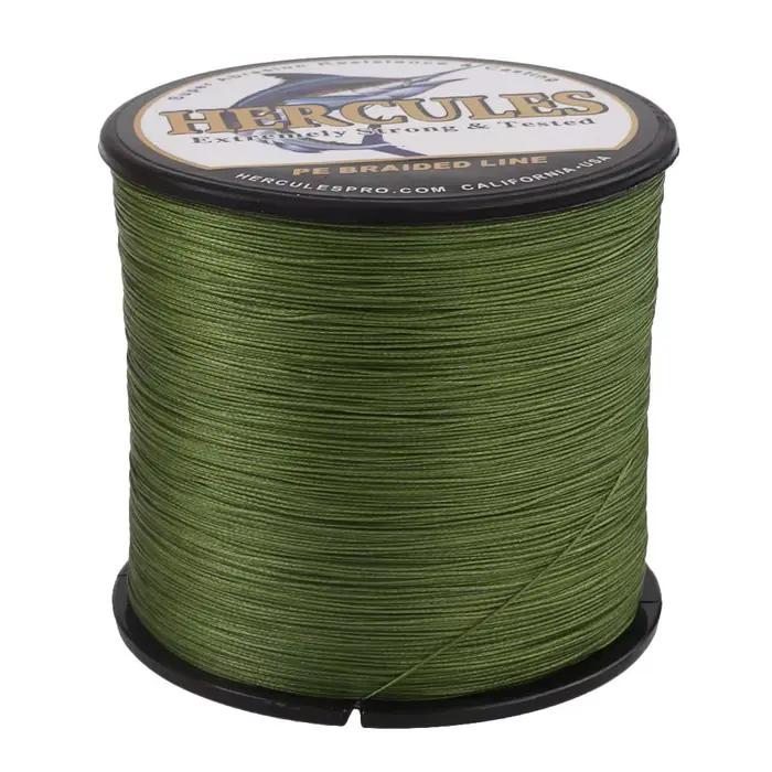 Hercules Braided fil pêche mer 8 brins vert armée - Fil PE 100% 100-2000m pêche eau salée
