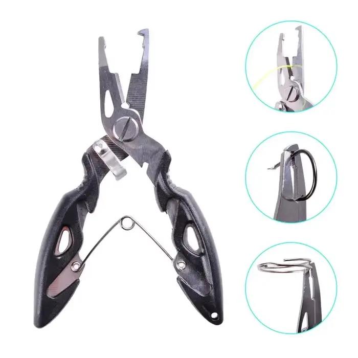 Pince ciseaux multifonction pêche : coupe-tresse, extracteur hameçons, pince à poissons