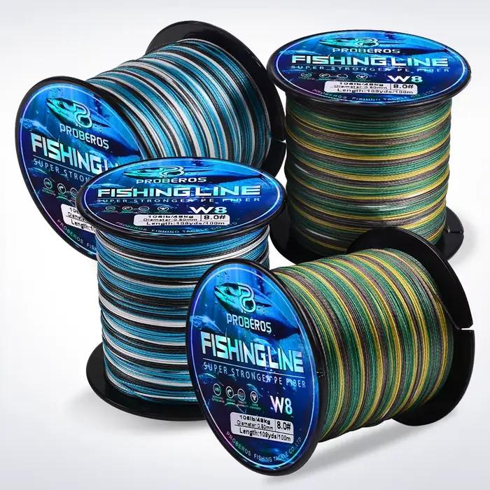 Ligne de pêche Proberos 8 brins multifilament PE anti-abrasion Blue Camo 20-106LB 109yds