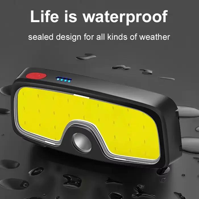 Lampe frontale COB LED rechargeable 180° étanche pour pêche running et camping extérieur