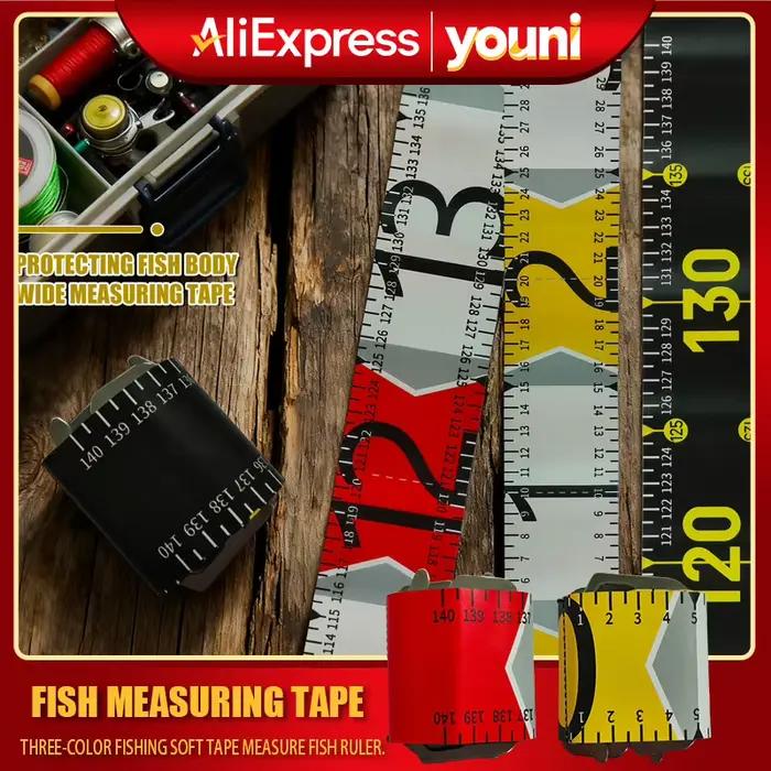 Mètre ruban pêche portable 140cm 55 pouces 3 couleurs échelle cm inch mesure poisson conditions extrêmes