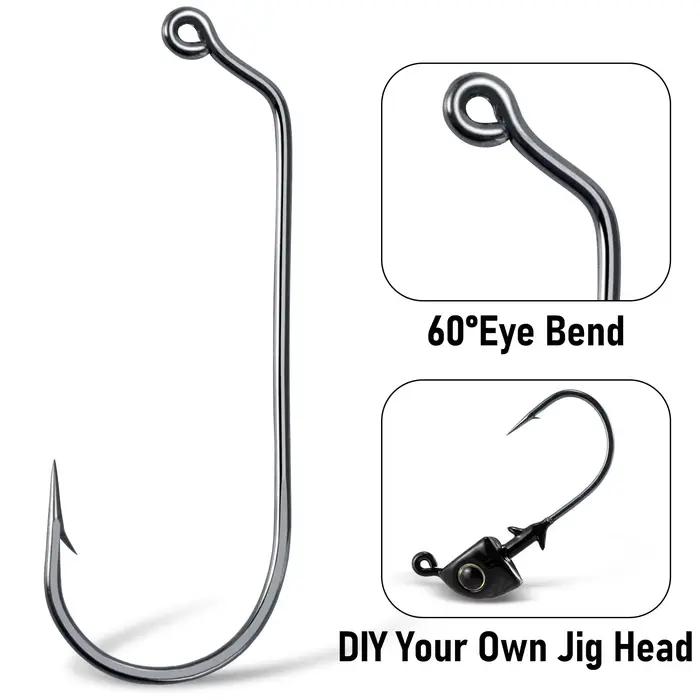 Hameçons Jig Aberdeen 60° acier carbone pour swimbait et ned rig avec longue hampe