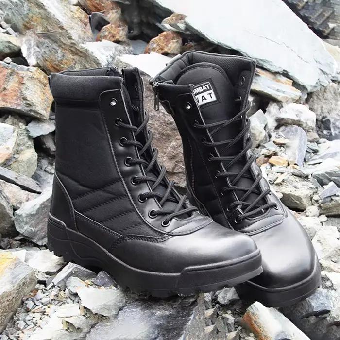 Bottes de pêche militaires hautes - Chaussures de randonnée imperméables semelle caoutchouc pour pêche et camping