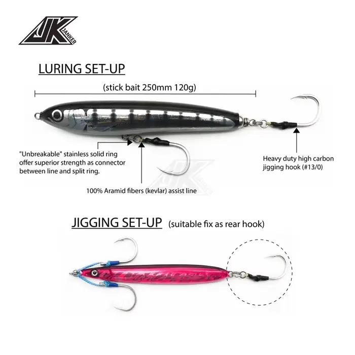 Leurres Poppers JK HSA Bois 4X Heavy Jigging Hooks Sea Power Assist Fishhook Stick Baits pour Pêche en Mer