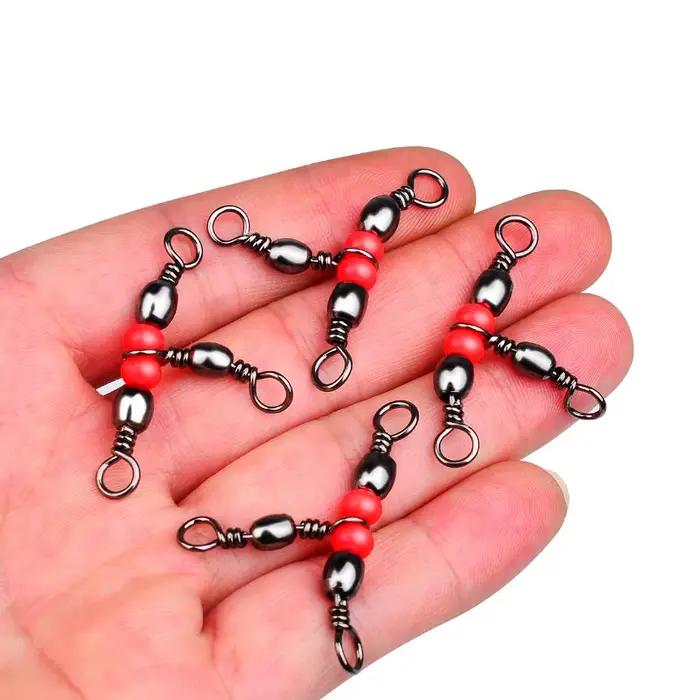 10 pièces connecteurs pêche triple barrel émerillon perles snap ring accessoires montages