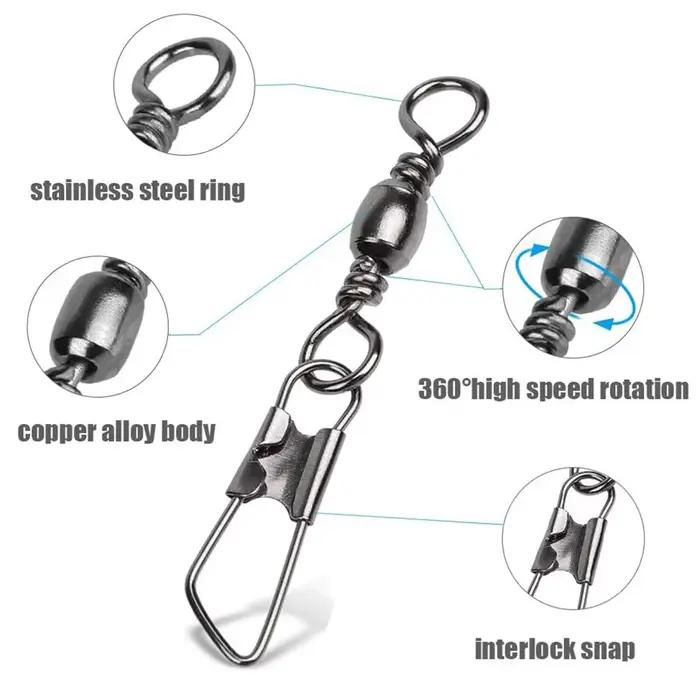 50 snaps swivel pêche mer inox haute résistance connecteurs ligne baril sécurité accessoires