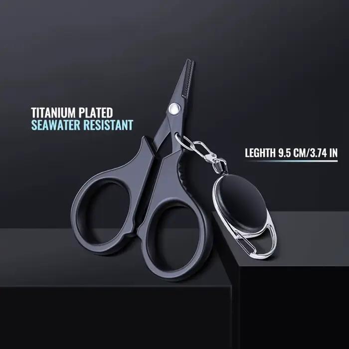 1set Titanium Coating Stainless Steel Fishing Scissor Plier Cut PE Braid Line Cu