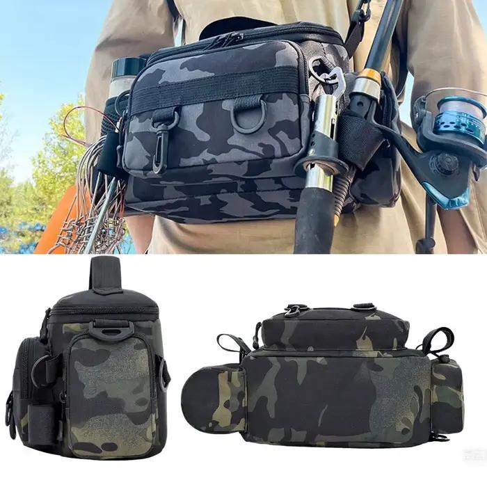 Sac à dos camouflage pêche homme avec multiples compartiments pour matériel de pêche mer et extérieur