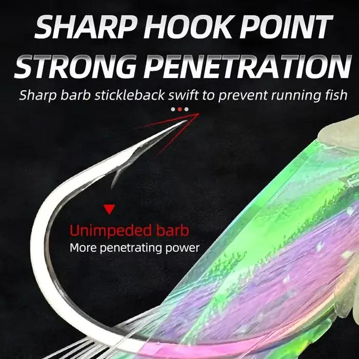 Sabiki rigs 5 hameçons pêche mer appâts naturels peau poisson lumineux mackerel