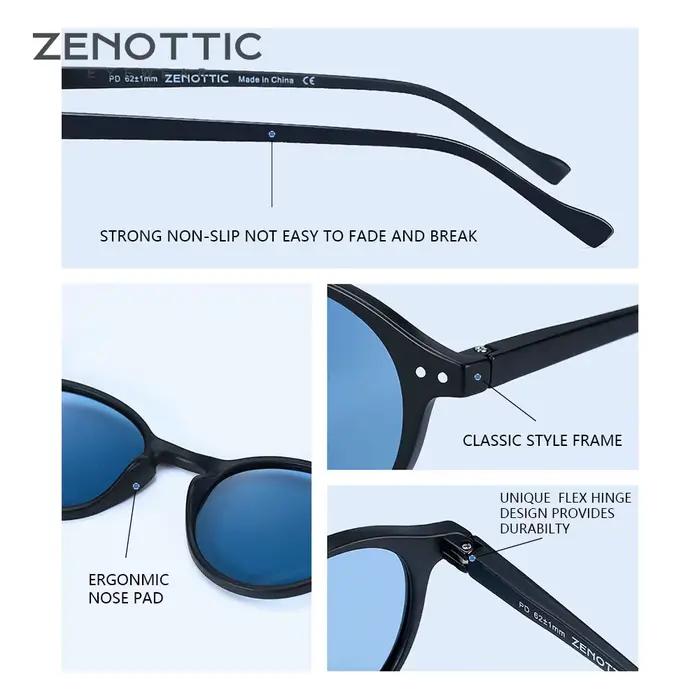 Lunettes de soleil polarisées ZENOTTIC rétro 2023-2024 pour pêche - Cadre rond vintage
