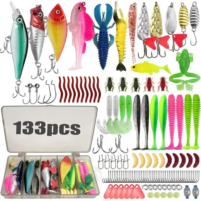 Kit de leurres de pêche 83 à 409 pièces pour truite, brochet et perche - Boîte