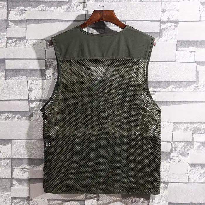 Veste légère mesh homme pour pêche camping travail été sport extérieur fermeture zippée
