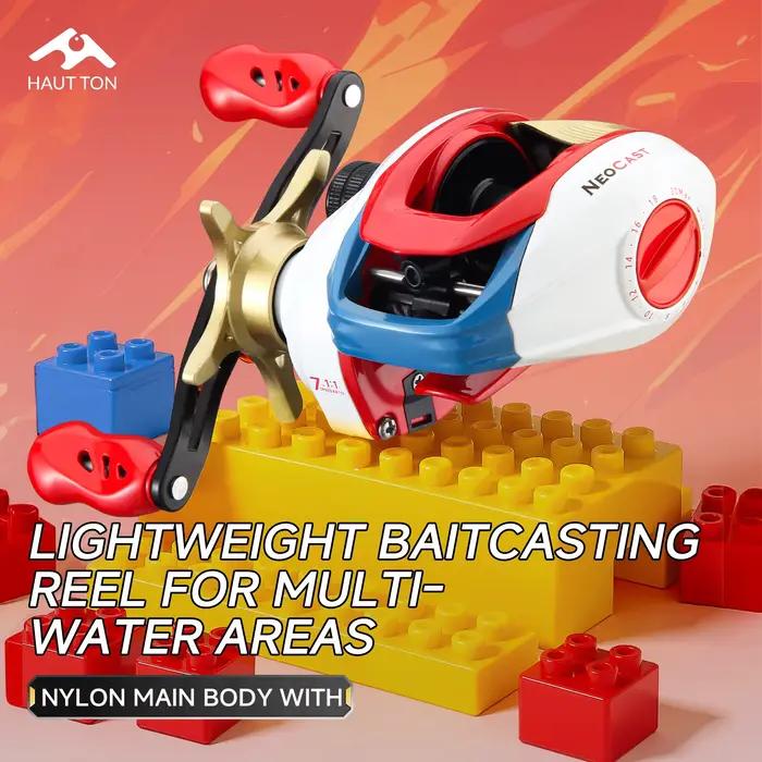 Moulinet baitcasting HAUT TON NC200 7.1:1 pour pêche eau douce et mer - 5KG de frein ultraléger