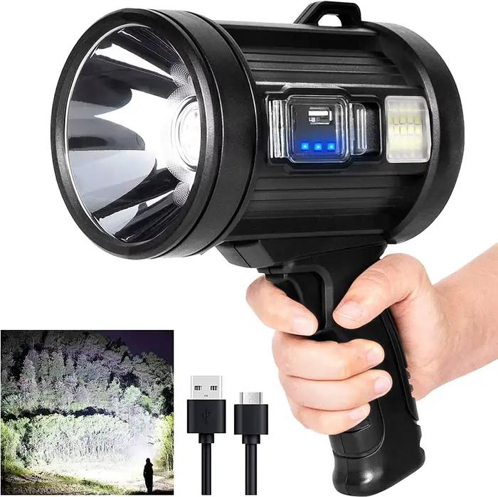 Projecteur rechargeable 1 million de lumens pour pêche - Éclairage puissant avec panneau solaire