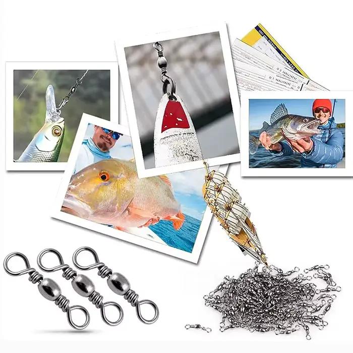 Goture 200 pièces émerillons roulants avec agrafe et anti-emmêlement acier inoxydable 16-46kg pour ligne de pêche