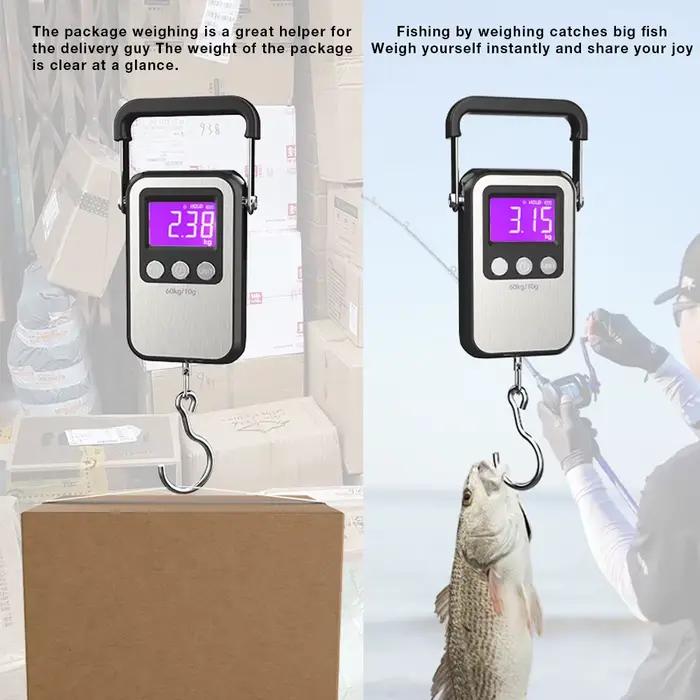 Pèse-bagages électronique rechargeable LCD 60kg/10g pour la pêche, voyage et pesée de poissons portable