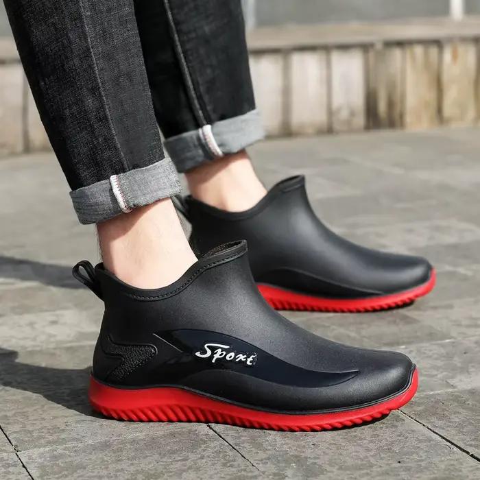 Bottes pluie homme courtes pêche antidérapantes résistantes cuisine lavage auto