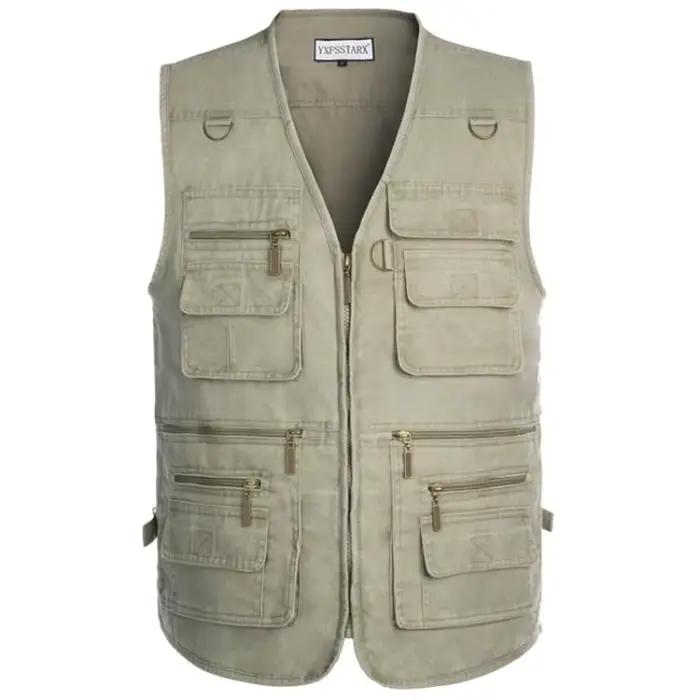 Veste de pêche 7XL homme multi-poches printemps été coton confortable pour randonnée sport extérieur